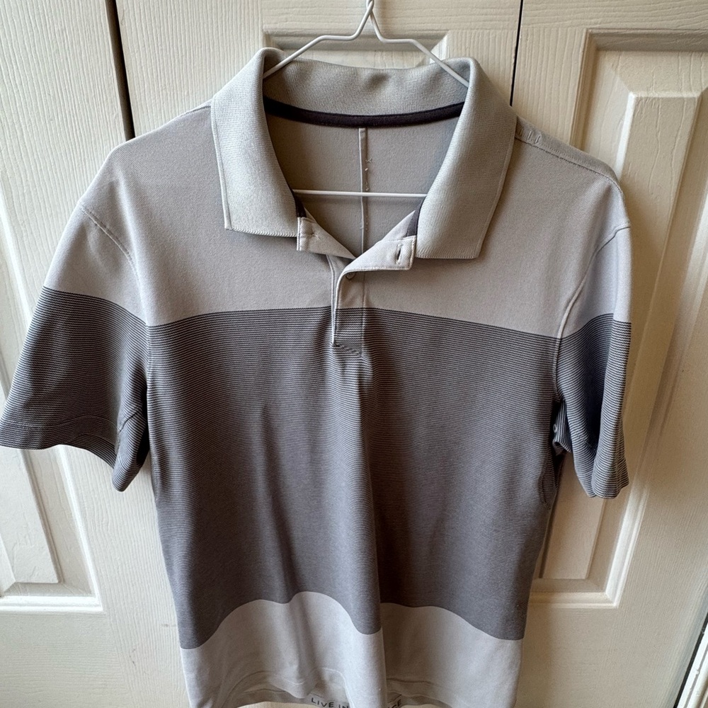 Lululemon Men's Two-Tone Gray Polo Shirt - Classic Short Sleeve